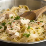 creamy chicken pasta recipes served in bowl