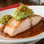 grilled Mexican salmon dish with lime and avocado