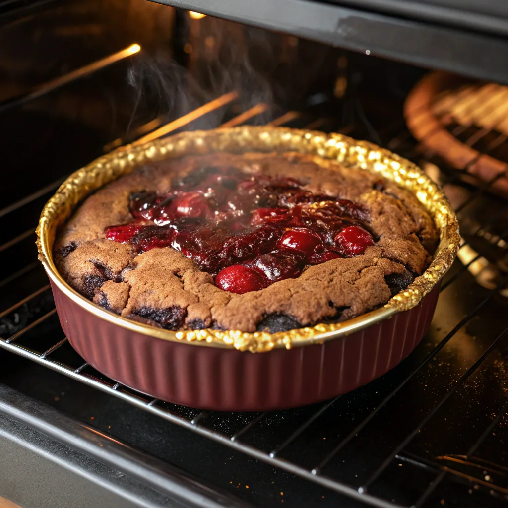 Chocolate Cherry Dump Cake Recipe: Easy, Family-Favorite Dessert 10 chocolate cherry dump cake in oven