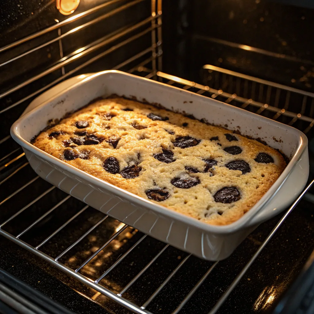 Quick Oreo Dump Cake Recipe for Busy Weeknights 10 Oreo dump cake baking in oven