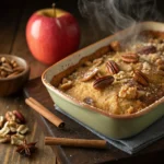 apple dump cake with cinnamon served hot