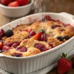 Strawberry dump cake with fresh berries