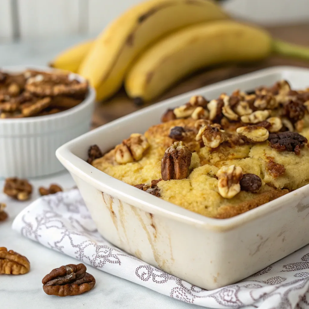 Banana Dump Cake with Walnuts: Easy, Family-Favorite Dessert 8 Banana Dump Cake with Walnuts served hot