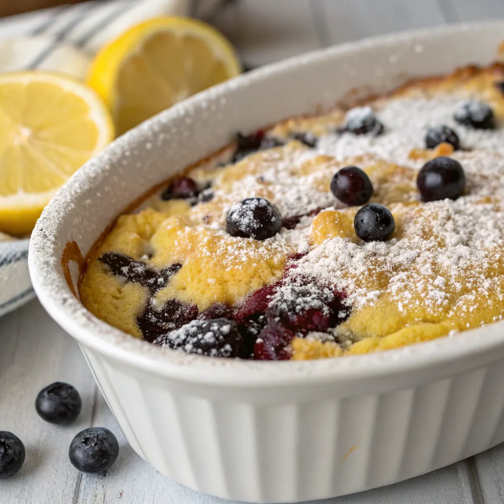 Nut free blueberry lemon dump cake baked golden