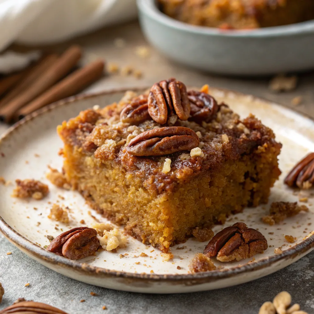 Diabetic-Friendly Pumpkin Spice Dump Cake served hot
