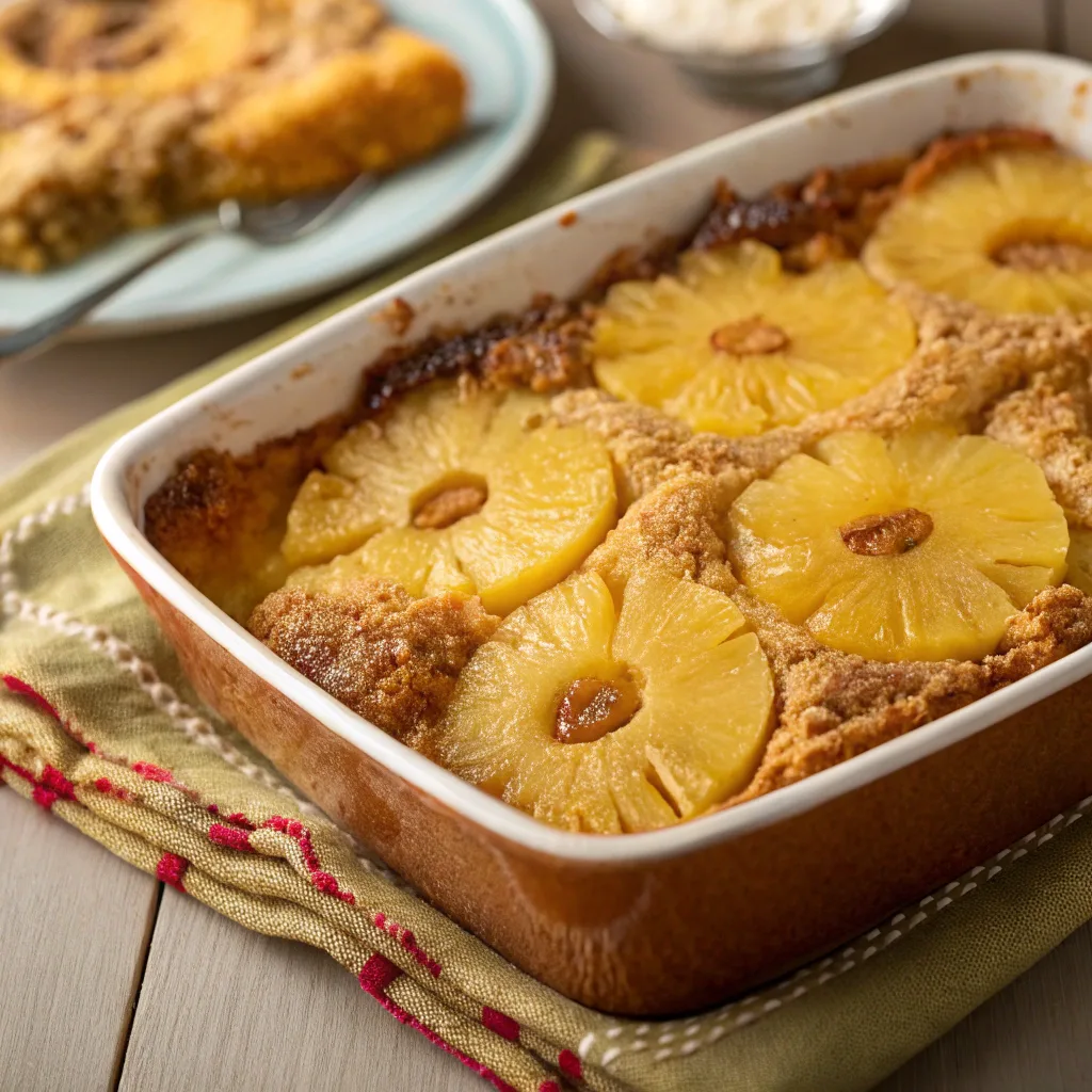 Nut-Free Pineapple Dump Cake served warm
