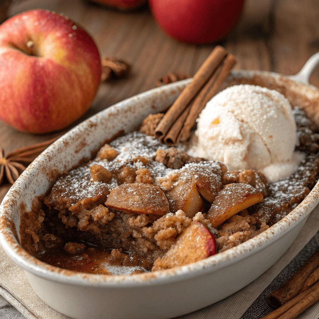 Nut-Free Apple Cinnamon Dump Cake served warm