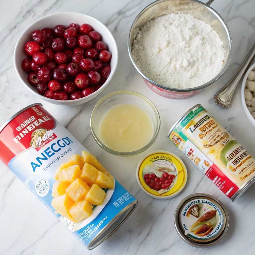 Family-Favorite Low-Fat Cherry Pineapple Dump Cake Recipe 7 Ingredients for low-fat cherry pineapple dump cake