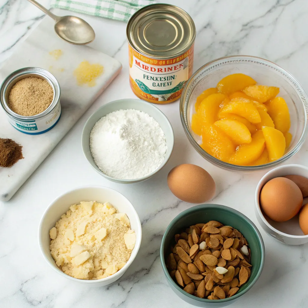 Ingredients for diabetic-friendly peach dump cake