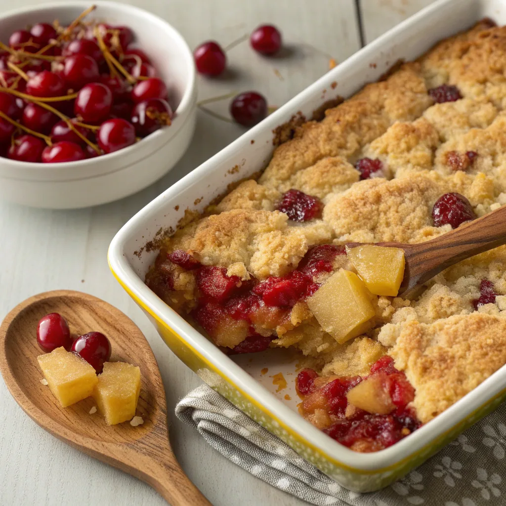 Family-Favorite Low-Fat Cherry Pineapple Dump Cake Recipe 8 Baking low-fat cherry pineapple dump cake