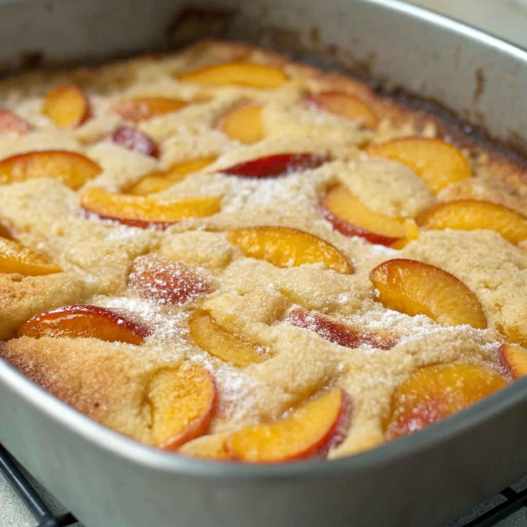 Baking diabetic-friendly peach dump cake