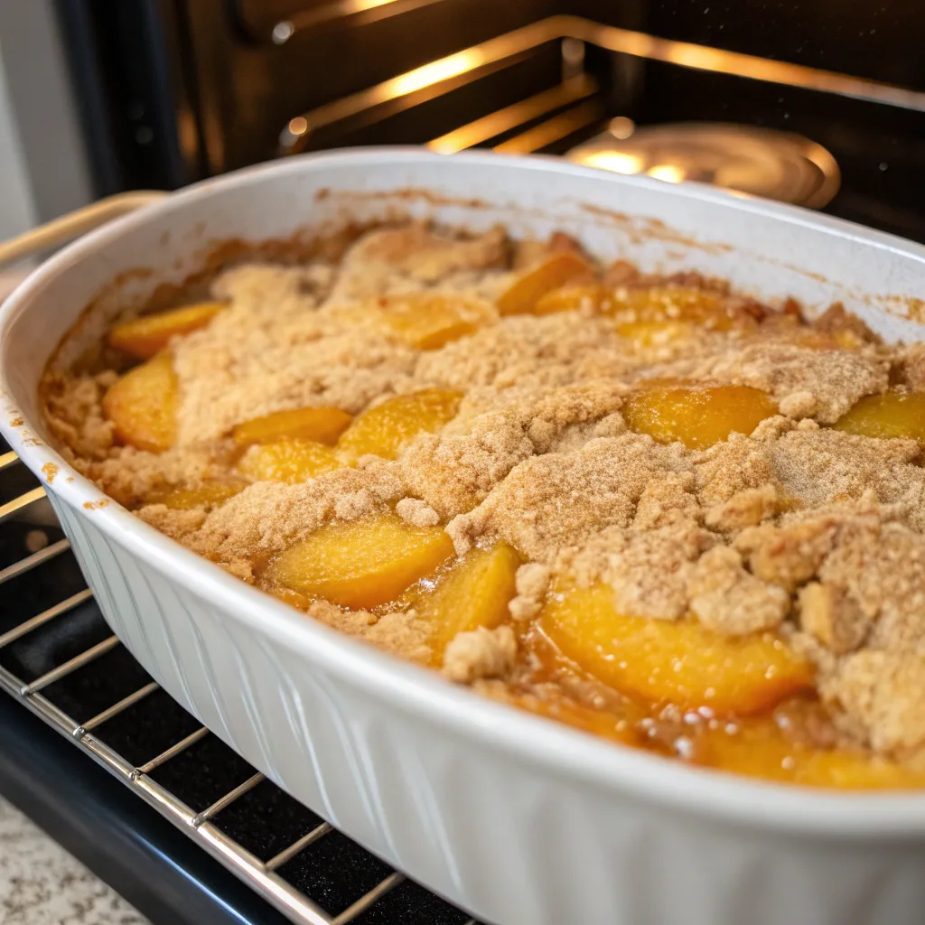 Nut-Free Peach Dump Cake – Allergy-Friendly and Comforting 10 nut free peach dump cake baking process