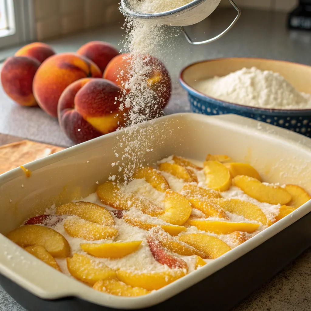 Peach Dump Cake Recipe: Simple, Juicy, and Irresistibly Sweet 8 Slices of butter on cake mix topping
