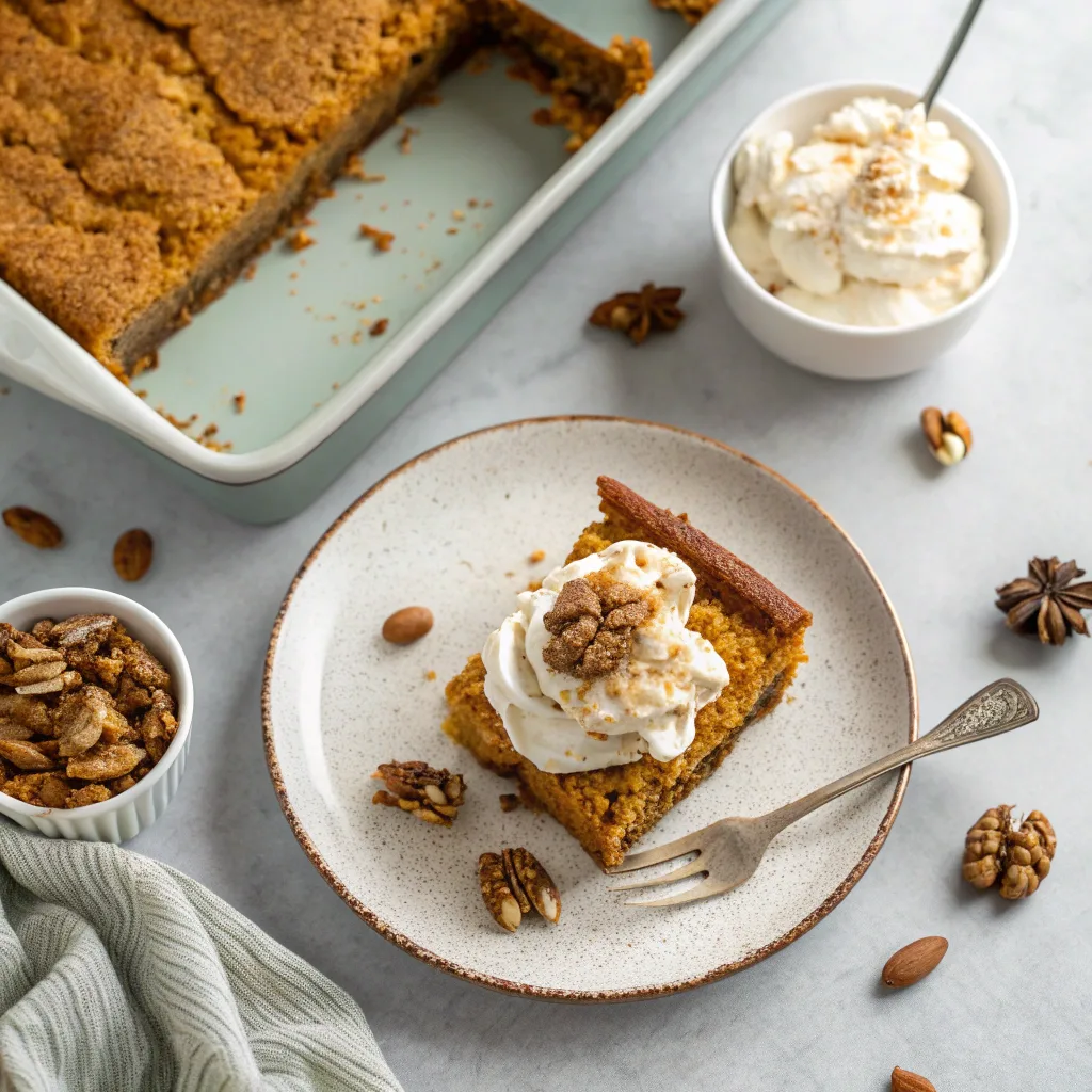 Keto Pumpkin Spice Dump Cake – Low-Carb, Moist, and Delicious 11 Slice of Keto Pumpkin Spice Dump Cake