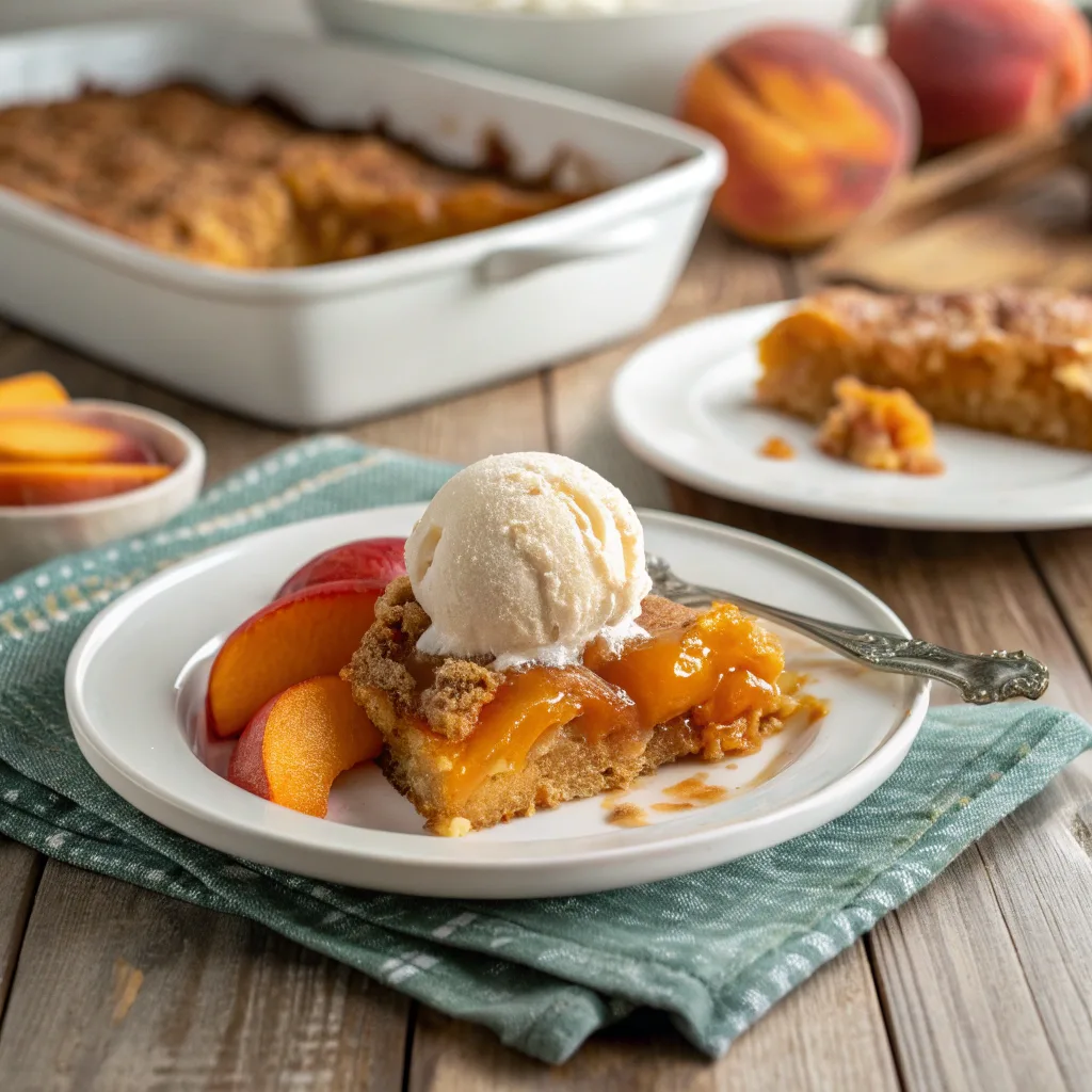 Nut-Free Peach Dump Cake – Allergy-Friendly and Comforting 11 slice of nut free peach dump cake