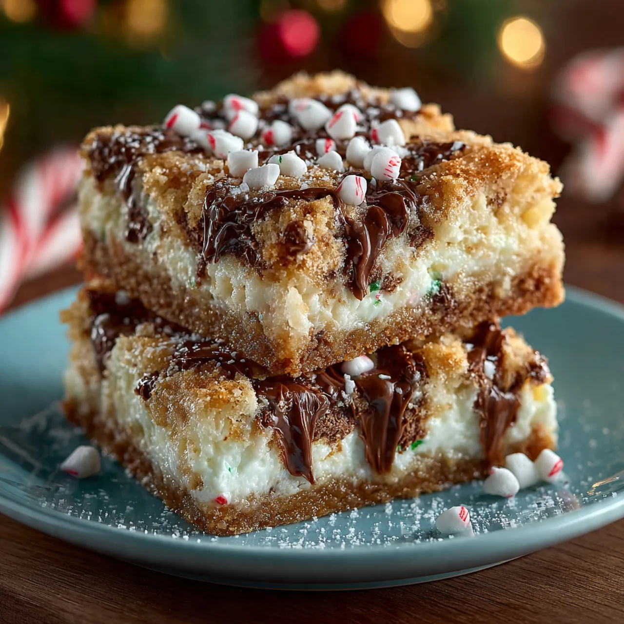 Slice of peppermint sugar cookie dump cake on plate