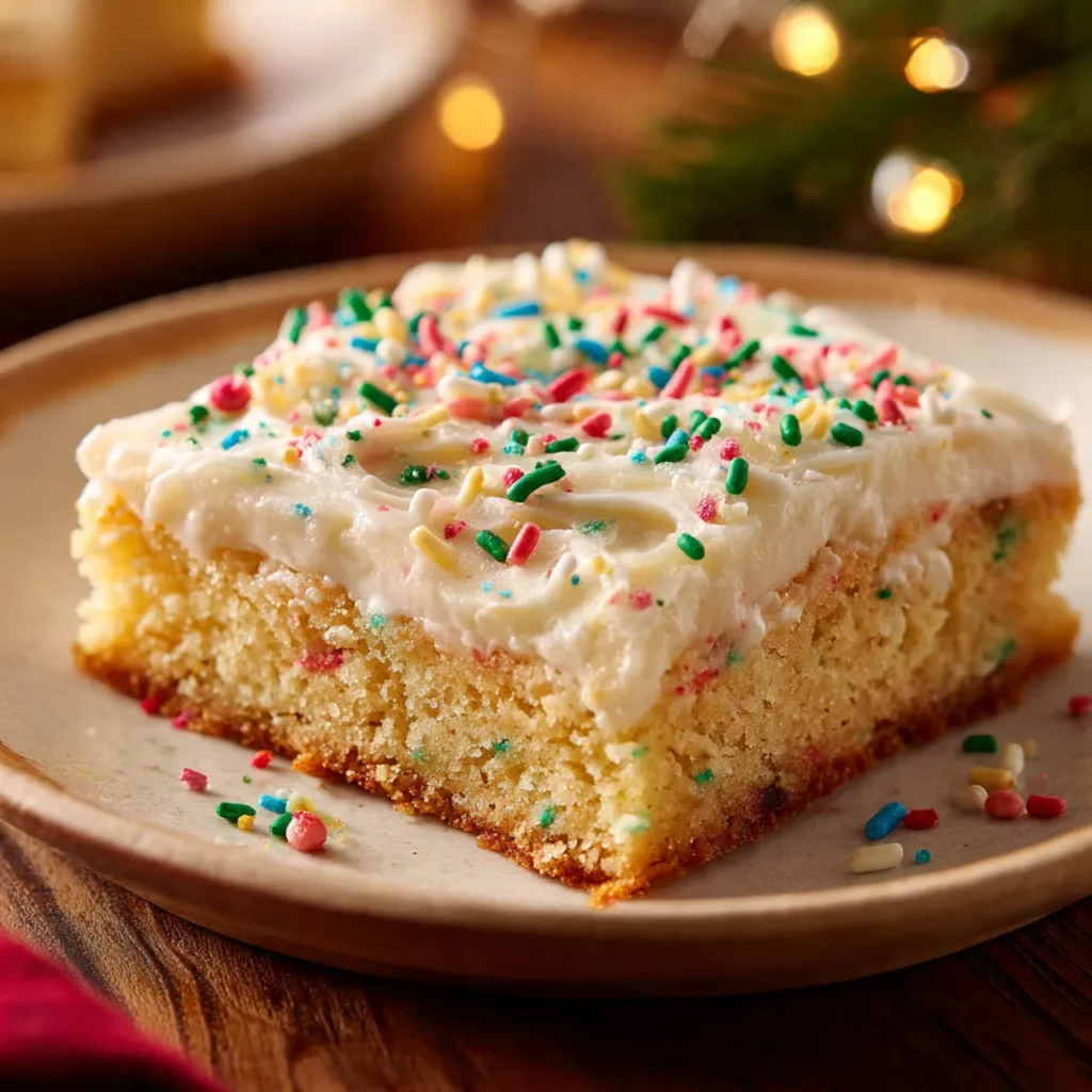 Frosted Sugar Cookie Dump Cake – Best Holiday Dessert Ever 2 Frosted sugar cookie dump cake with creamy frosting and sprinkles