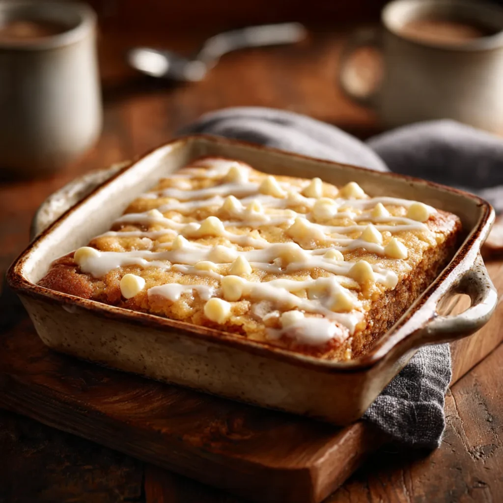 Sugar Cookie Dump Cake with White Chocolate Chips in 30 Minutes 4 Sugar cookie dump cake with white chocolate chips and icing