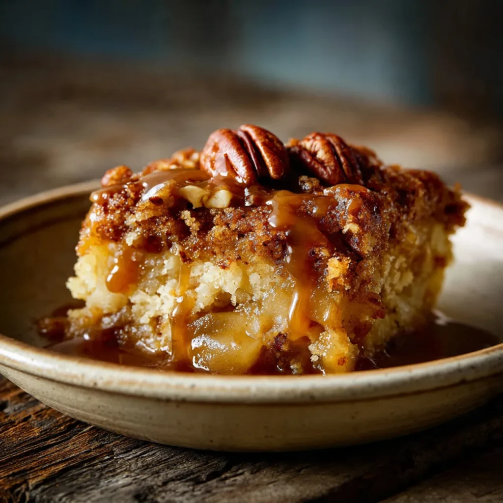 Slow Cooker Apple Dump Cake – Best Slow Cooker Apple Dessert 5 Slow cooker apple dump cake served hot