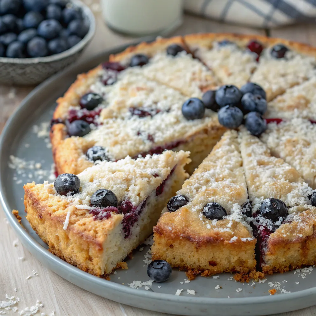 6 Best Vegan Berry Cheesecake Dump Cake for Quick Desserts 3 Tropical vegan blueberry coconut dump cake with toasted coconut on top