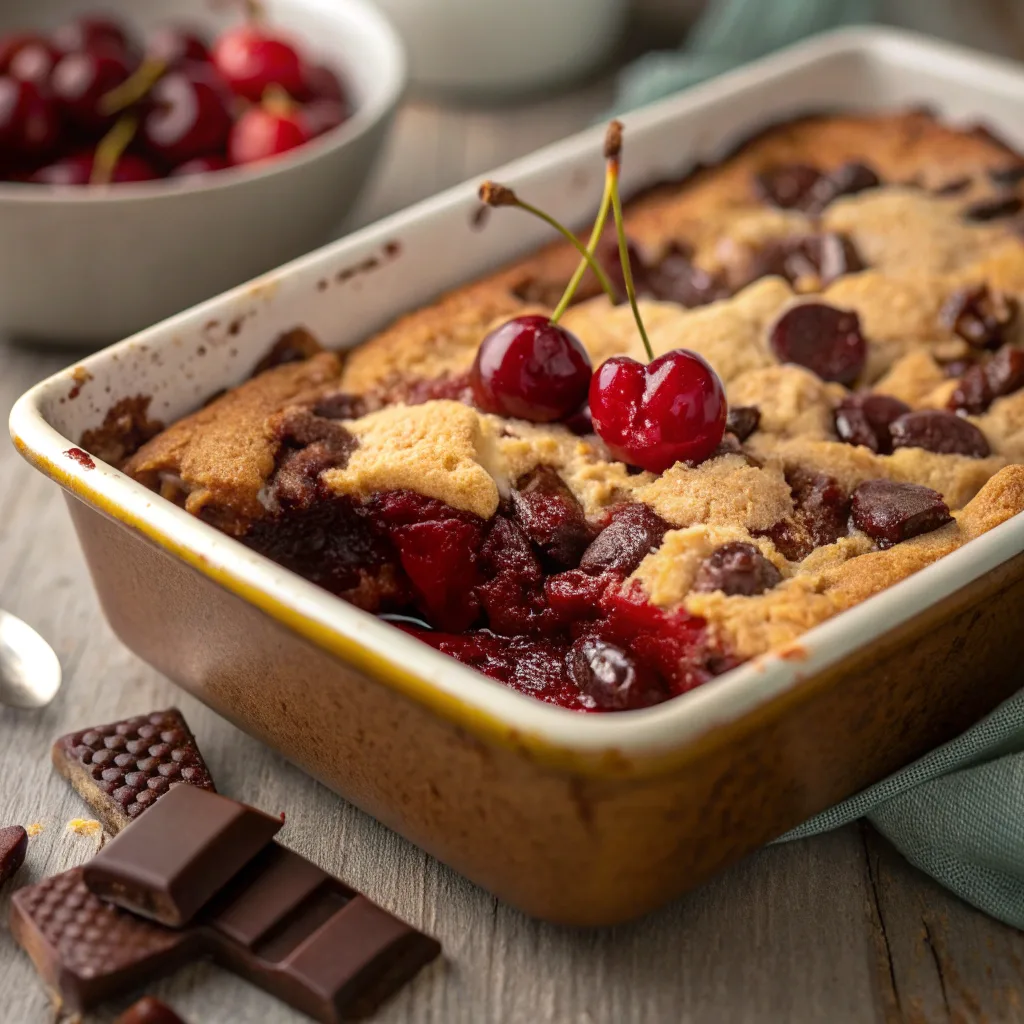 Black Forest Cherry Dump Cake served warm