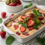 Strawberry Mint Dump Cake – Best Easy Dessert for Busy Weeknights 12 Strawberry mint dump cake fresh from oven