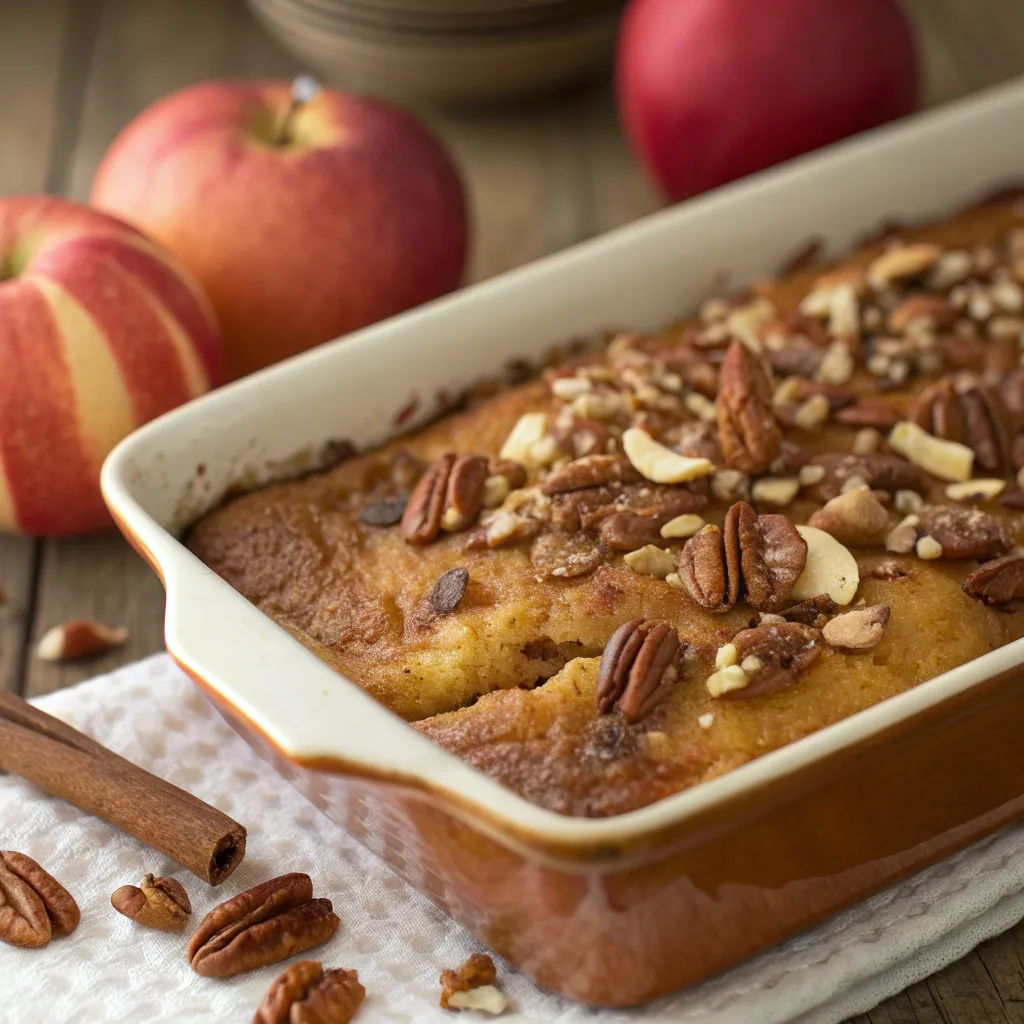 Apple Butter Dump Cake served hot