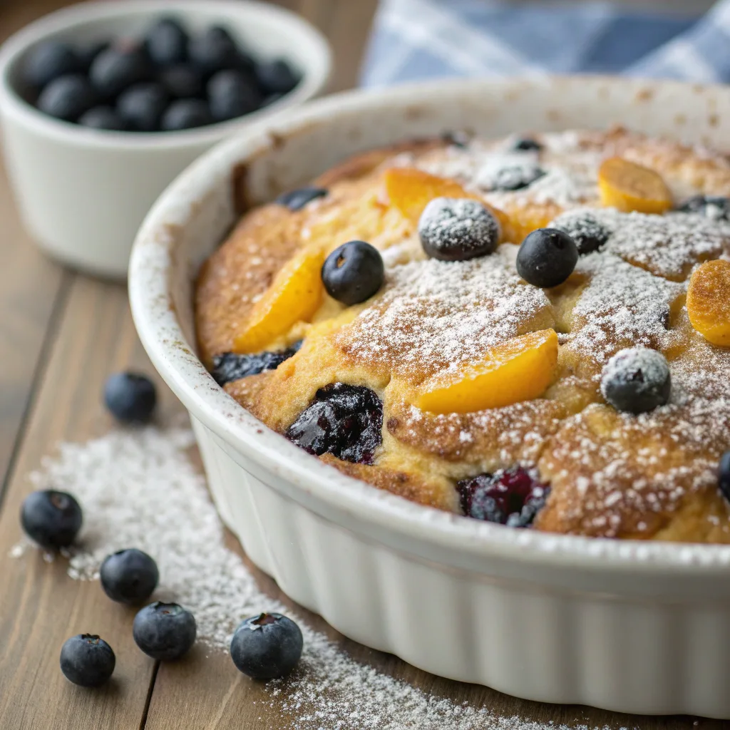 Easy Peach Blueberry Dump Cake – Perfect for Busy Weeknights 8 Peach Blueberry Dump Cake served hot