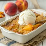 Peach Cobbler-Style Dump Cake served hot