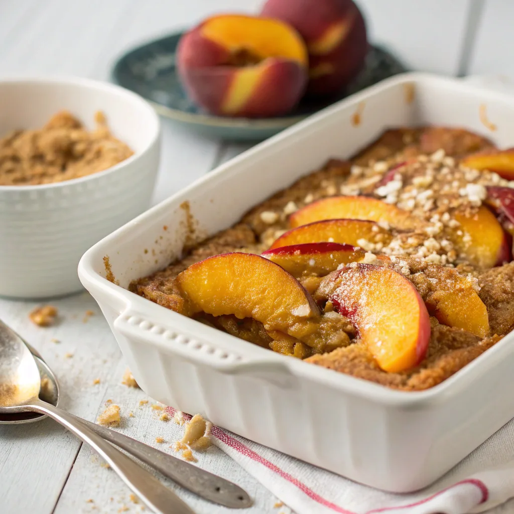 Peach Ginger Dump Cake served hot