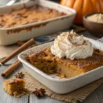 The Best Pumpkin Spice Latte Dump Cake for Winter Desserts 12 Pumpkin Spice Latte Dump Cake in a rustic dish