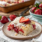 Strawberry Coconut Dump Cake – Simple, Tropical Dessert for Any Occasion 12 Strawberry Coconut Dump Cake slice served hot