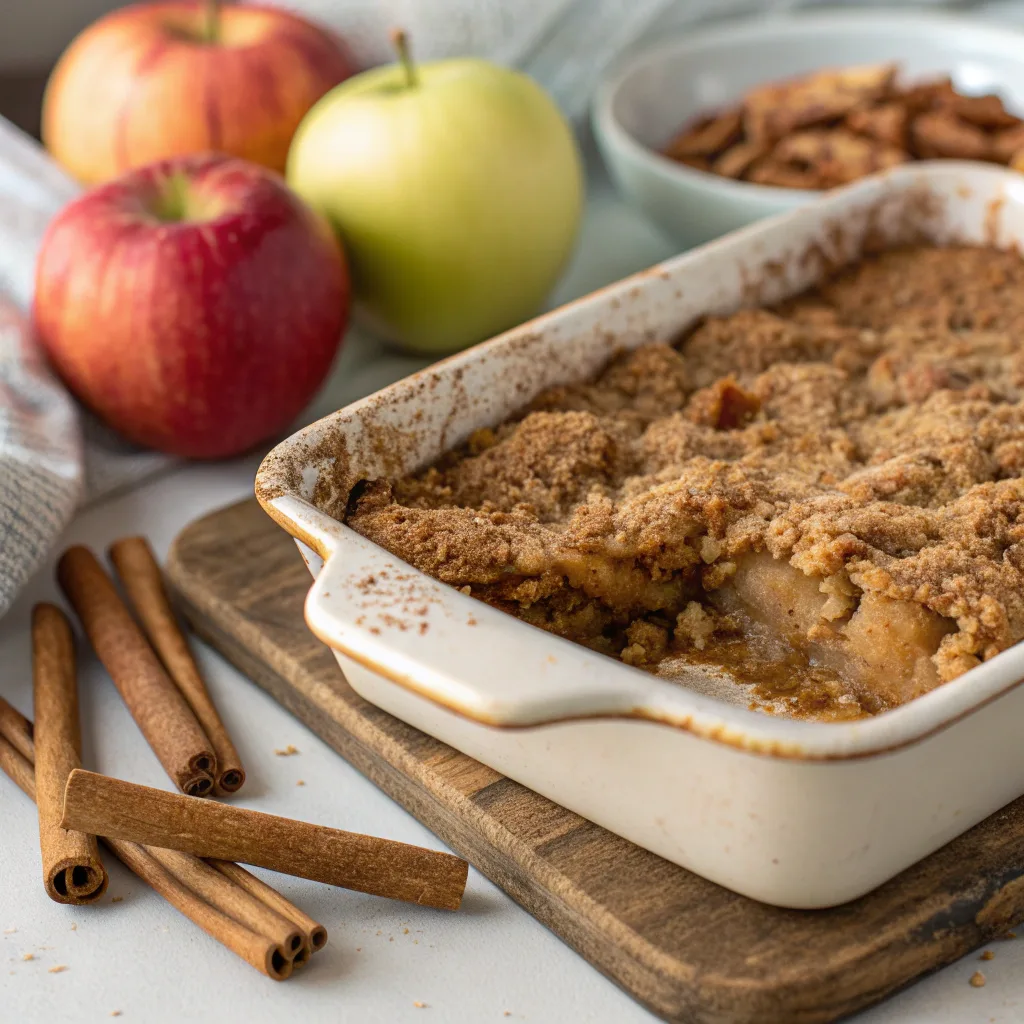 Vegan Apple Cinnamon Dump Cake served hot