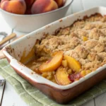Peach Bourbon Dump Cake served hot