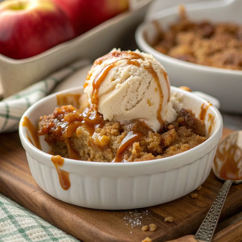 Apple Caramel Dump Cake served hot