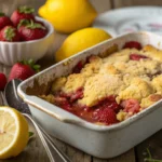 Vegan Strawberry Lemon Dump Cake – Sweet, Zesty, and Easy to Make 12 Vegan Strawberry Lemon Dump Cake served hot