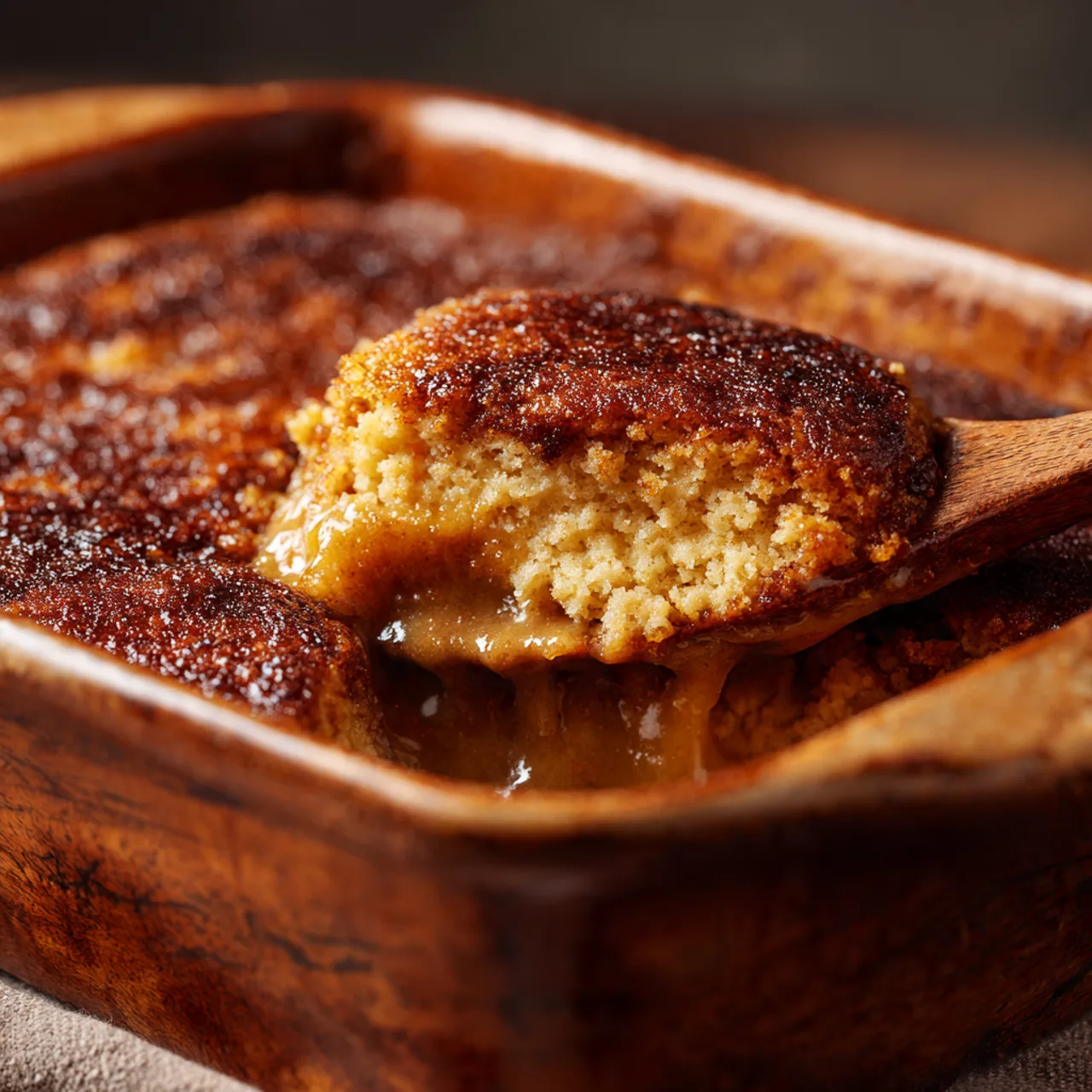 gingerbread dump cake served hot