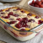 Berry cheesecake dump cake fresh from oven