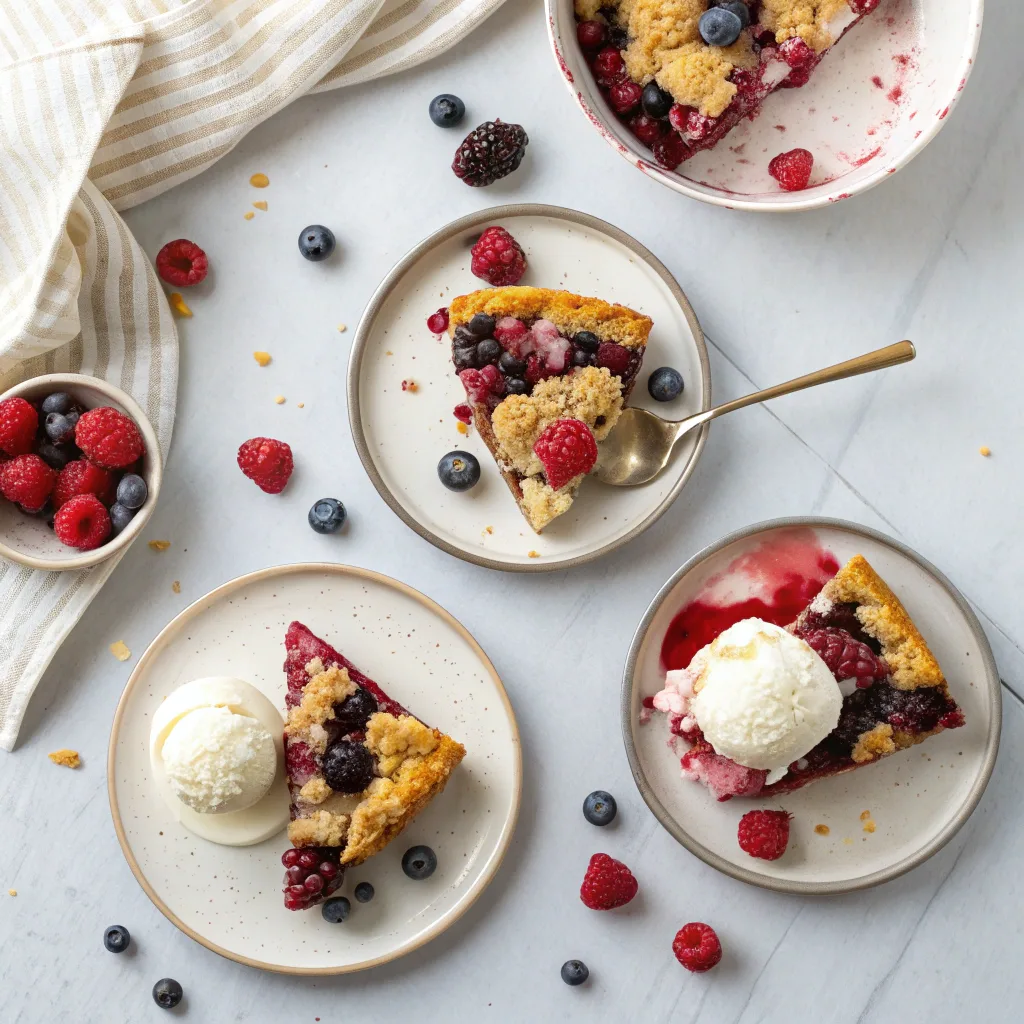 Easy Mixed Berry Dump Cakes Recipe Everyone Will Love 11 Served slices of mixed berry dump cake