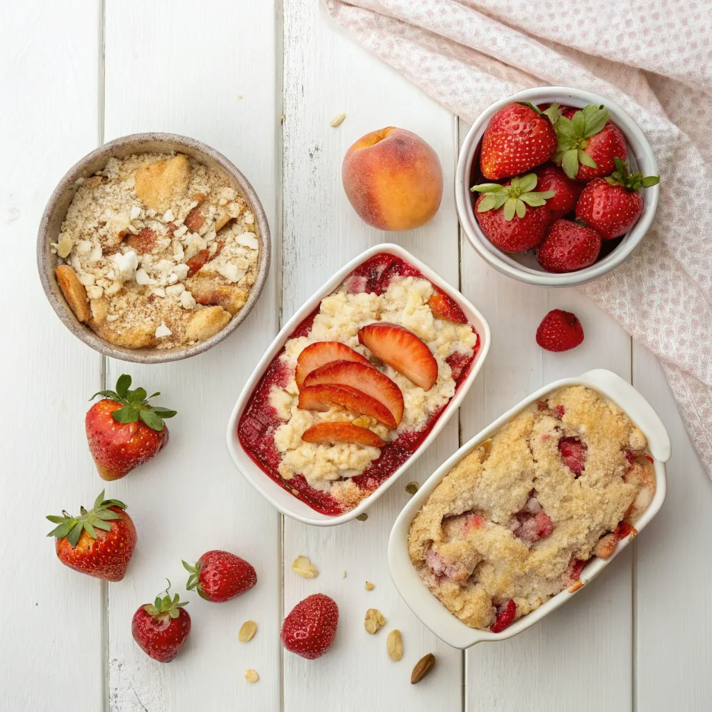 Variations of strawberry almond dump cake