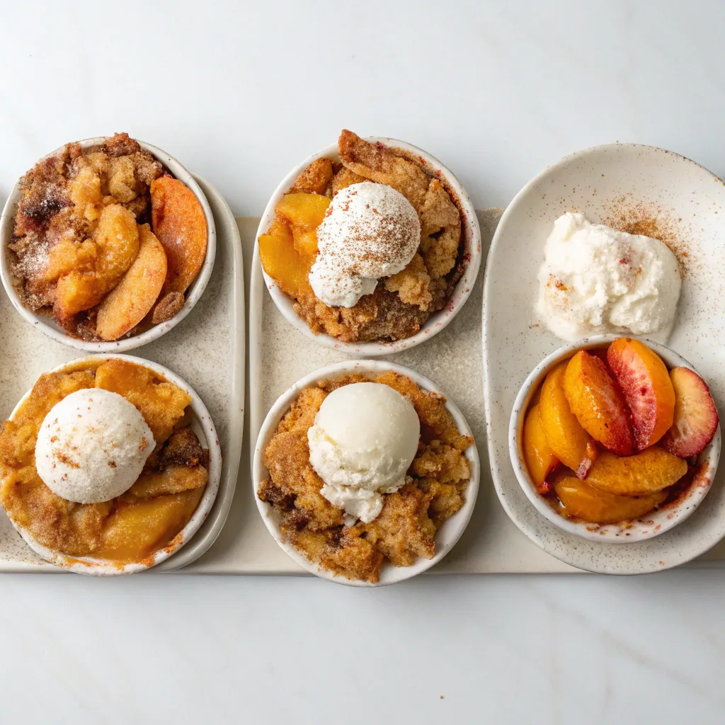 Four variations of Peach Cobbler Dump Cake