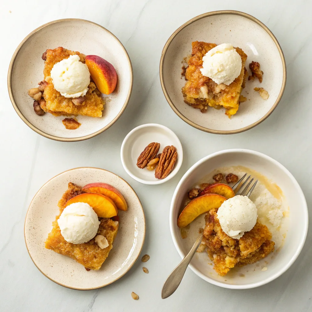 Peach Dump Cake with Pecans – Simple, Sweet, and Delicious 11 Four variations of peach pecan dump cake