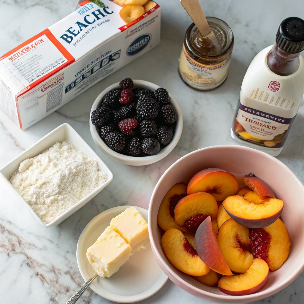 Blackberry Peach Dump Cake – Easy, Cozy, and Crowd-Pleasing Treat 9 ingredients for blackberry peach dump cake
