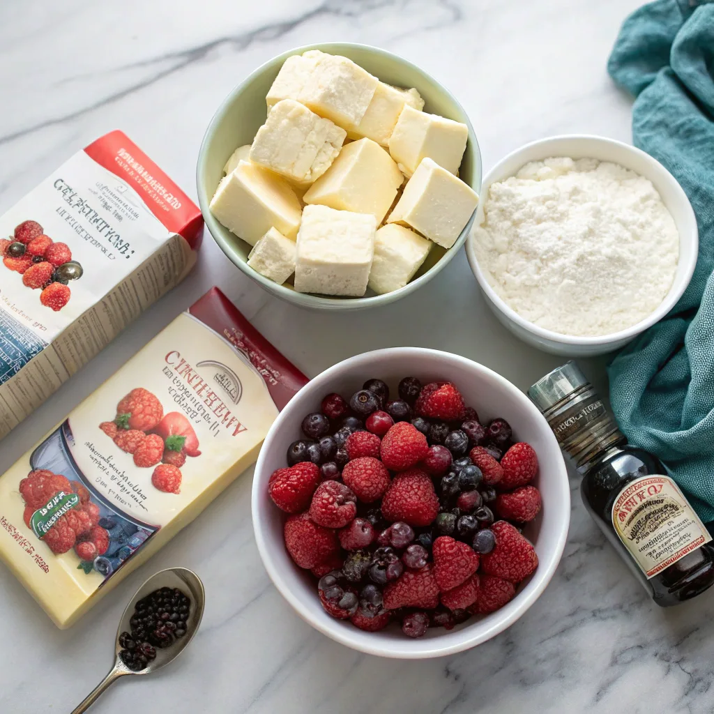 The Best Mixed Berry Cream Cheese Dump Cake Recipe (2025) 9 ingredients for mixed berry cream cheese dump cake