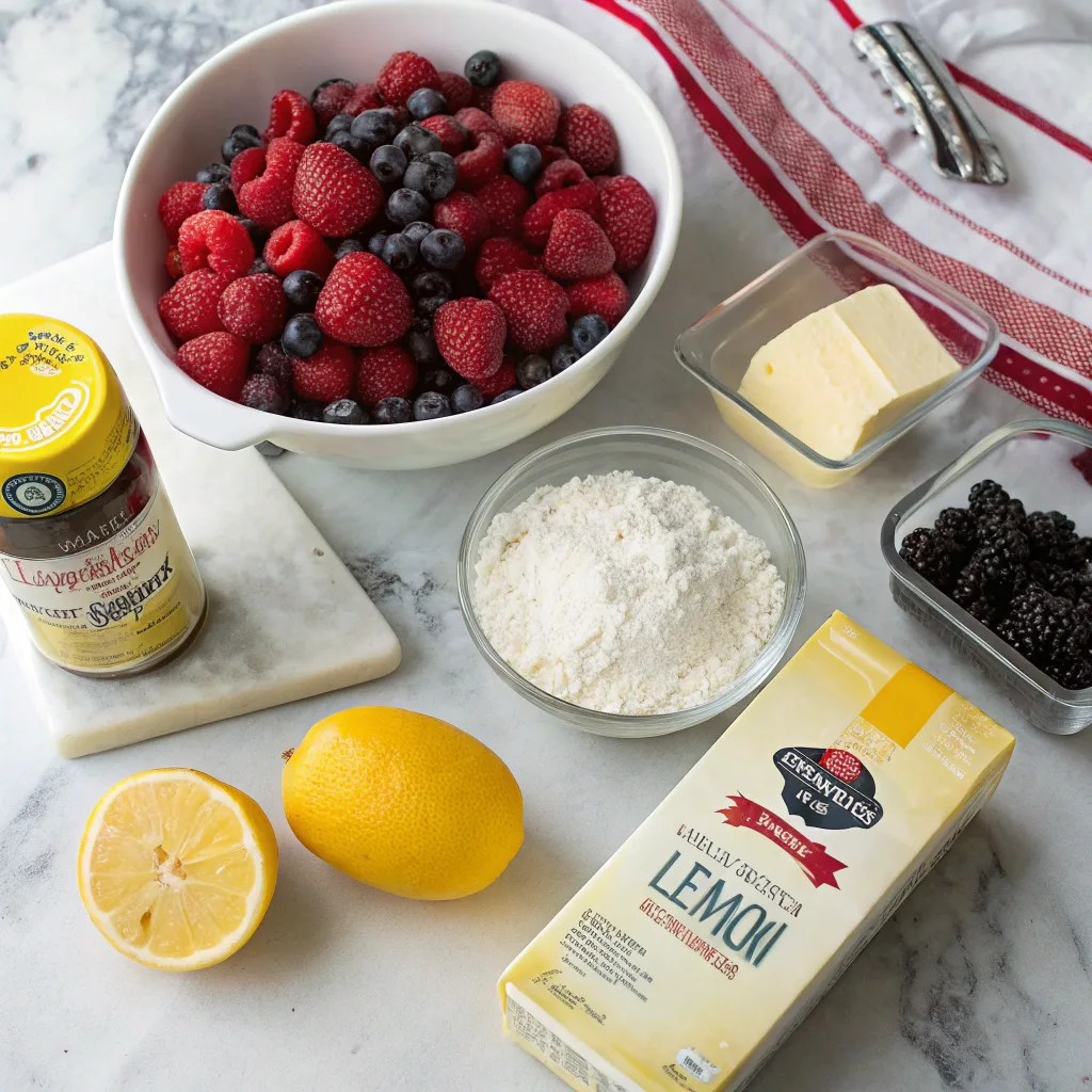 Quick and Tangy Mixed Berry Lemon Dump Cake 9 ingredients for mixed berry lemon dump cake