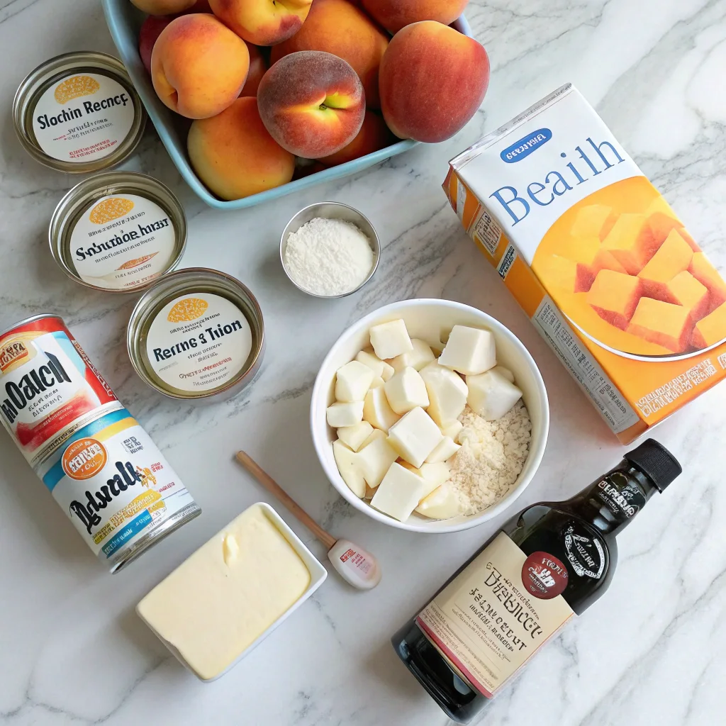 Ingredients for Peach and Cream Cheese Dump Cake