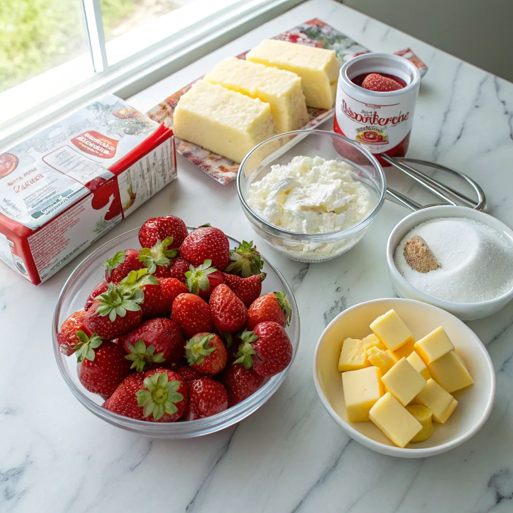 Strawberry Cream Cheese Dump Cake – Perfect for Busy Weeknights 9 Ingredients for Strawberry Cream Cheese Dump Cake