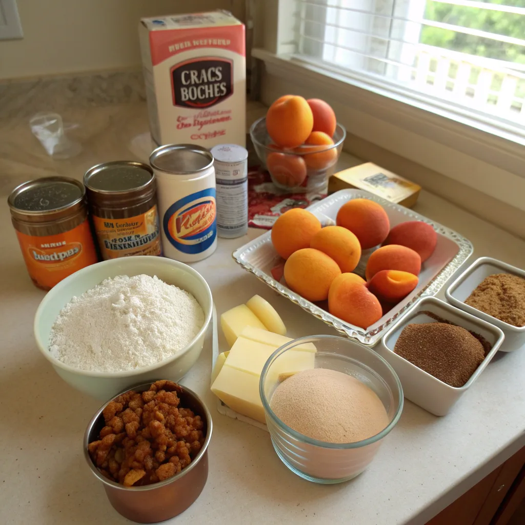 Ingredients for Peach Bourbon Dump Cake