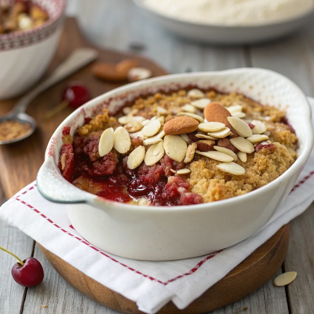 Easy & Delicious Vegan Cherry Almond Dump Cake for Any Occasion 8 Vegan Cherry Almond Dump Cake served warm