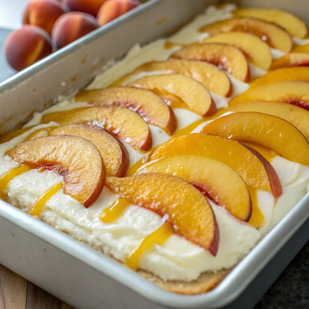 Cooking Peach and Cream Cheese Dump Cake